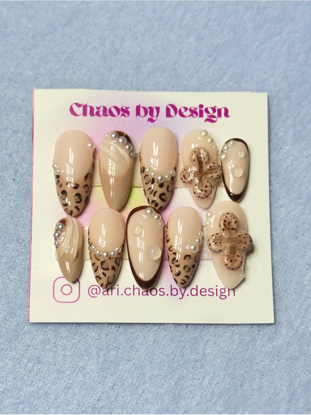 Nude Leopard Floral Press-On Nail Set